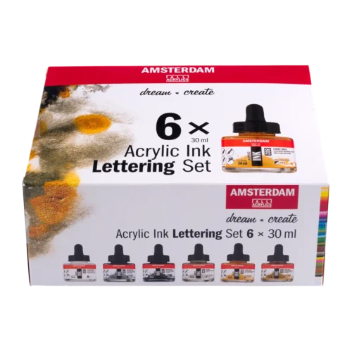 Amsterdam Acrylic Ink Lettering Set | 6 x 30 ml