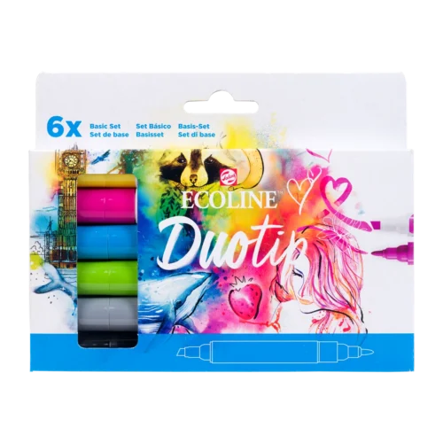 Ecoline Duotip Marker Set Basic | 6 colours