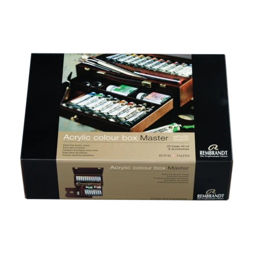 Rembrandt Acrylic Colour Wooden Box Set Master | 20 x 40 ml + accessories