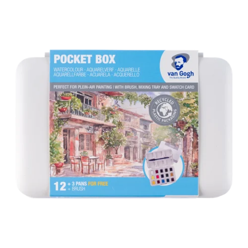 Van Gogh Watercolour Plastic Case Set | 12 half pans + 3 bonus colours