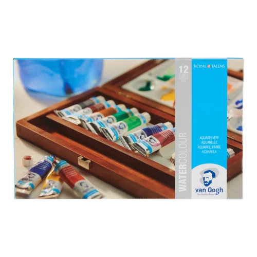 Van Gogh Watercolour Wooden Box | 12 x 10 ml + accessories