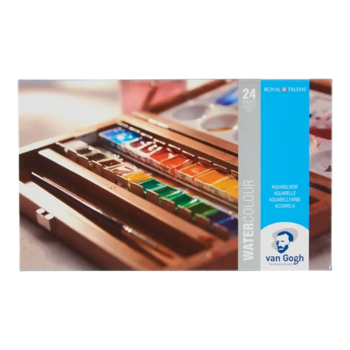 Van Gogh Watercolour Wooden Box | 24 x 10 ml + accessories