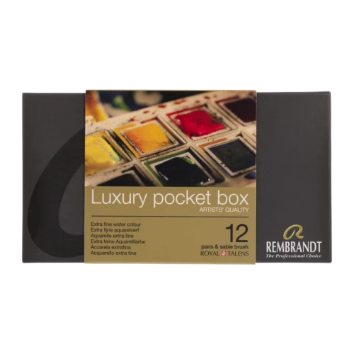 Rembrandt Watercolour Plastic Pocket Box Set | 12 pans + brush