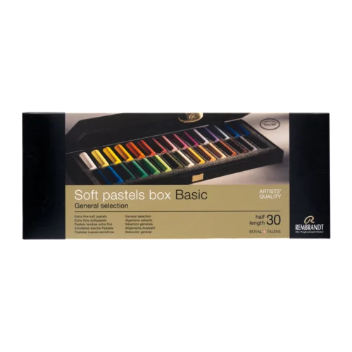 Rembrandt Soft Pastel Wooden Box General Selection Basic Set | 30 Half Pastels