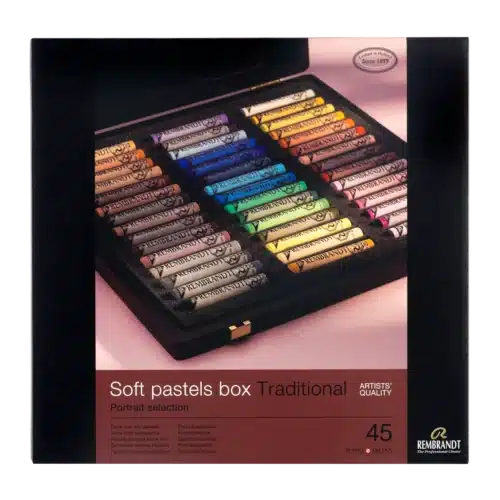 Rembrandt Soft Pastel Wooden Box Set Portrait Selection Traditional | 45 Whole Pastels