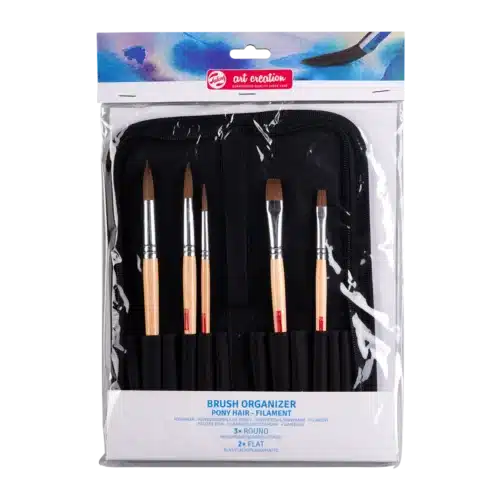 Talens Art Creation Watercolour Brush Set | 5 pony/polyester brushes + organiser