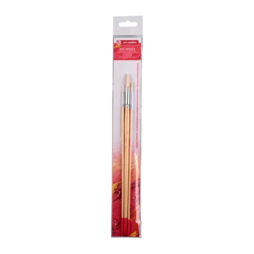 Talens Art Creation Oil & Acrylic Round Brush Set | 3 hog bristle brushes