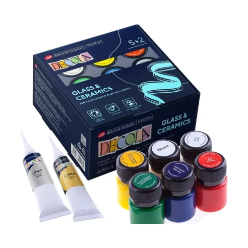Decola Glass & Ceramics Set | 5 x 20 ml + 2 Liners + Thinner